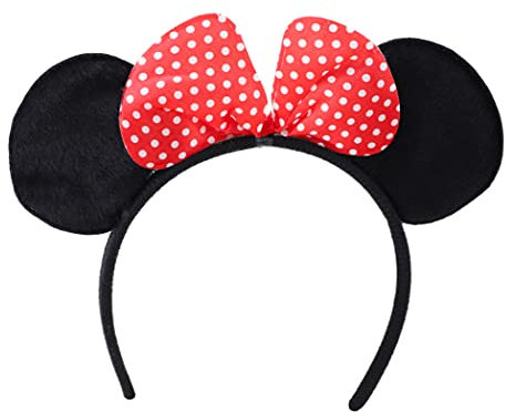 Toyland 10 X Adultes feutre noir Oreilles souris sur un bandeau avec Red Bow