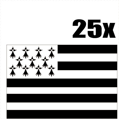 25 Vinyl-Aufkleber mit der Flagge der Bretagne, verschiedene Größen