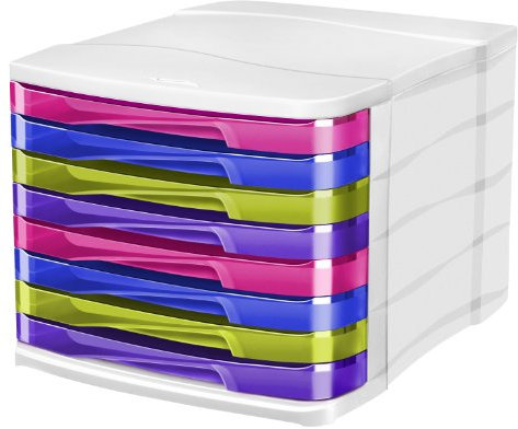 CEP 1003980811 Happy Schubladenbox 8 Schübe 398 HM, ultramarin/bambugrün/violett/indienrosa