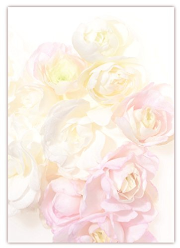 Motiv Briefpapier (Blumen-5032, DIN A4, 100 Blatt). Einseitig bedrucktes Briefpapier, sehr gut beschreibbar, Motivpapier für alle Drucker/Kopierer geeignet Motiv Blumen wunderschöne pink rosa Blumenstrauß aus Rosen