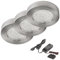 SSC-LUXon 3er Set LED Unterbau-Leuchte Edelstahl gebürstet rund, 2W warm-weiß, Ø65mm inkl.Trafo und 6-fach Verteiler