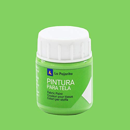 Pintura para Tela T-10 Verde Primavera 25ML La Pajarita, Pintura de aplicación directa sobre tela