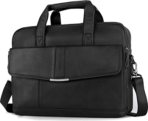 SPAHER Portadocumentos Cuero Hombre, Maletín Portátil 15.6 Pulgadas, Bolso de Trabajo y Negocios, Portafolios de Piel, Regalo para Hombre