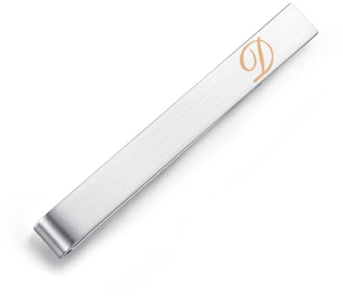 HONEY BEAR 1.57/2.12 Pince à cravate avec lettre de l'alphabet en pour homme - Cadeau de mariage d'affaires - 4cm/5,4 cm - Argent brossé de A à Z