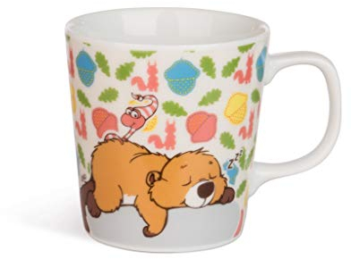 Nici 41925 Porzellantasse Forest Friends Biber Willi Woodfeller, weiß mit Buntem Aufdruck