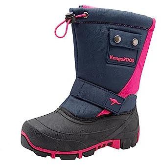KangaROOS Unisex Kinder Kanga-bean Ii Schneestiefel, Blau Dark Navy Daisy Pink 4204, 39 EU