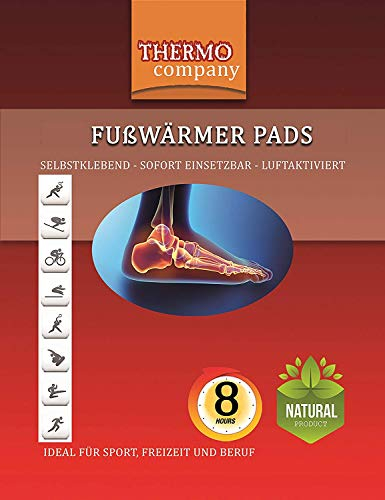THERMO company® 20 Paar Fußwärmer Pads | Zehenwärmer selbstklebend | Wärmepads für Füße & Zehen | Bis zu 8 Stunden Wärme