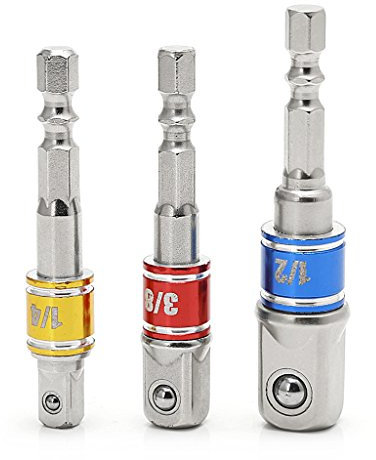 Yintiod 3 Stücke Power Schraubendreher Steckschlüssel Bit Adapter Bohrer 1/43/8 1/2Sechskantschaft