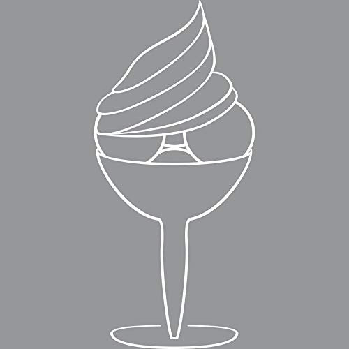 GreenIT 100cm Eisbecher Becher Aufkleber Tattoo Deko Folie für Eiscafe Theke Tür Schaufenster (weiß)