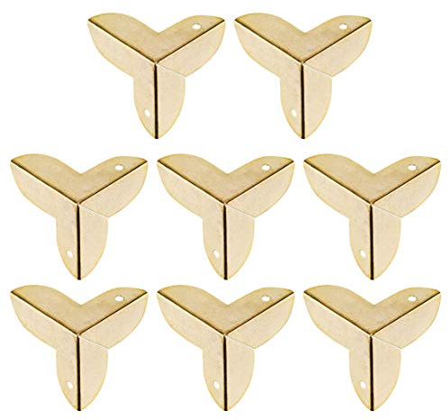 sourcing map 8pcs Protection Coin Table Meuble Cadre Livre Album Protecteur Boîte Valise Vintage Triangle or