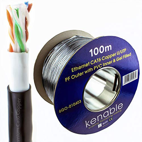 kenable Direct Burial External CAT6 Outdoor COPPER Ethernet Network Cable Reel Gel 100m [100 metres]