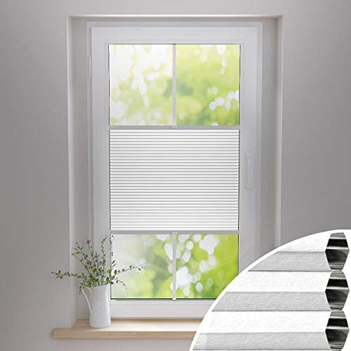 Gardinen21 Thermo Wabenplissee ohne Bohren | Waben-Plissee Klemmfix | Plissee 95x130 für Türen & Fenster | Sonnenschutz, Sichtschutz, Schallschutz, 100% Verdunkelung