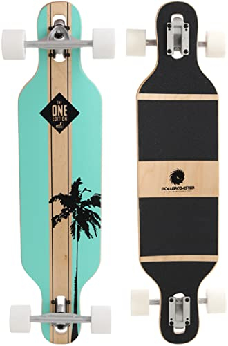 RollerCoaster Longboards Drop-Through The ONE Edition: Feathers, Palms, Stripes (Palms: Mint)