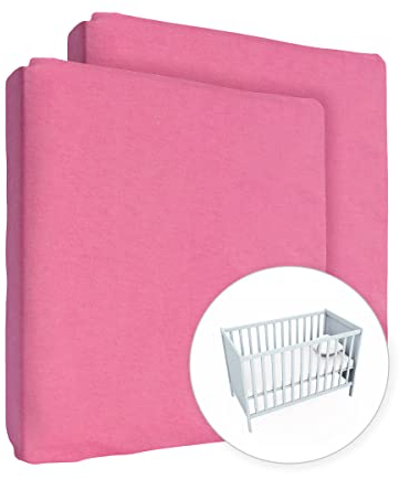 2X Jersey Spannbettlaken 100% Baumwolle für 140 x 70 cm Kleinkind Babybett Matratze (Rosa)