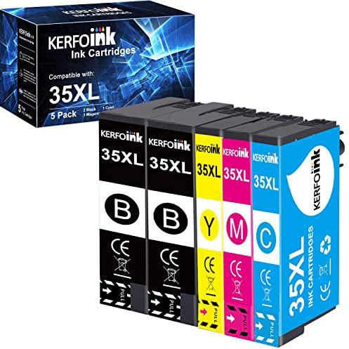 WORTHDO WorkInk 35XL Druckerpatronen Kompatibel 35XL 35 XL für Workforce Pro WF-4720DWF WF-4725DWF WF-4730DTWF WF-4740DTWF (2 Schwarz, 1 Cyan, 1 Magenta, 1 Gelb)