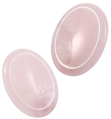 Rosenquarz Daumenstein Handschmeichler Edelstein Glücksbringer Heilstein | 2 Stk.Handschmeichler Stein oval, Taschenstein, Massagestein, Reiki Kristall Trommelstein Energiestein für Meditation Chakra