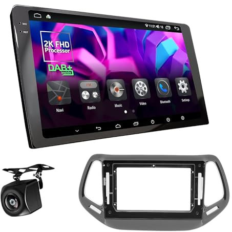 UGAR Kompatibel für Jeep Compass 2017+ 10 Zoll Android 14 DSP 4GB+64GB DAB+ Autoradio 2K Full HD Touchscreen GPS-Navigation