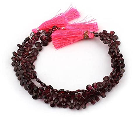 LKBEADS 1 Strand Garnet Faceted Briolettes - Pear Drop Beads 5mmx5mm-6mmx7mm 10 Inches SB626