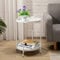 HollyHOME Tavolino Rotondo Piccolo Tavolino Salotto Metallo Tavolino Basso 2 Ripiani Comodino Camera da Letto Tavolino da Divano per Soggiorno Balcone Patio, Bianco