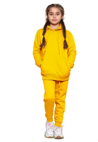 Kids Tracksuits Boys Tracksuit, Hoodies Plain Army Commando Print Tracksuit Hoodie with Jogger Sweatpants Sports Activewear Set Girls Boys Children Age 5-13 Years (Mustard Pull Over Suit, 11-12 Years)