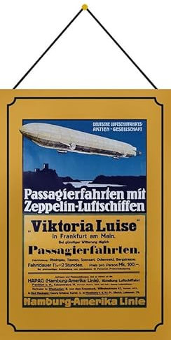 Targa in metallo, 20 x 30 cm, con cordoncino Zeppelin, dirigibile