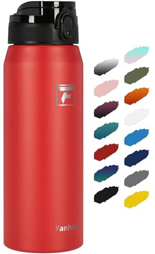 Fanhaw 750 ml Insulated Stainless Steel Water Bottle with 1 Lid (Chug Lid) - For Kids, Women, Men | Leak & Sweat Proof with Anti-Dust Lid (Red)