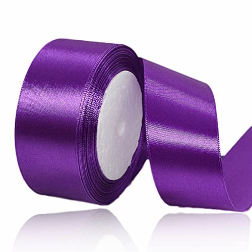 Nastri Viola 40mm, 23 metri Nastro di Raso Viola per l'imballaggio di regali, Artigianato fai da te, Bows Making, Mazzi di fiori, Palloncini, Festa nuziale e Decorazioni per torte