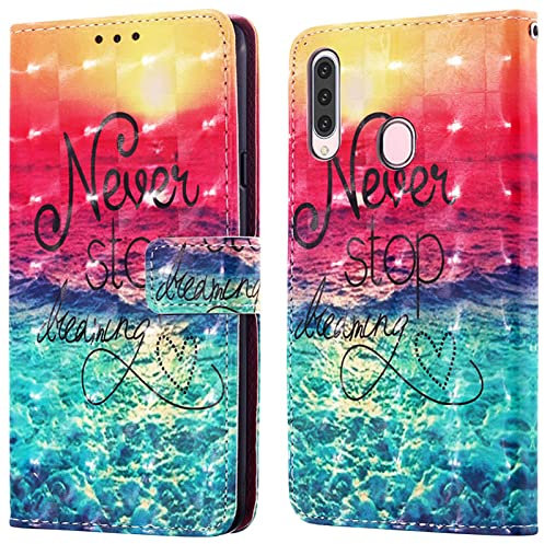 Rapuled Kompatibel mit Samsung Galaxy A20s Hülle, Handyhülle für Samsung A20s, Leder Wallet Magnet Stoßfest Etui Schutzhülle Lederhülle Klapphülle Tasche Flip Book Case Cover (Meer)