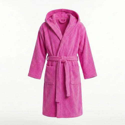 INTRECCI Accappatoio Bambino e Bambina, Accappatoio Spugna di Cotone, 10/12 Anni, Assorbente, Morbido, per Pelli Sensibili, Certificato Oeko-Tex. Colore: Fuxia