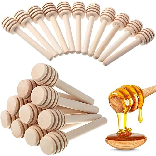 30 Stück Honiglöffel - Holz Honiglöffel Honigheber Honigspirale Honigstab 8cm, zum Rührstab Stick Sammeln von Honigsirup Melasse Kaffee Milch