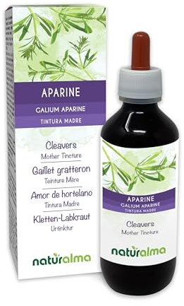 Cleavers or Clivers (Galium aparine) herb with Flowers Alcohol-Free Mother Tincture Naturalma - Liquid Extract Drops 200 ml - Food Supplement - Vegan