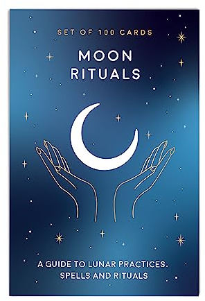 Gift Republic 100 Mond-Ritual-Karten | Selbstpflege-Praktiken, Zaubersprüche, Affirmationen, Blau