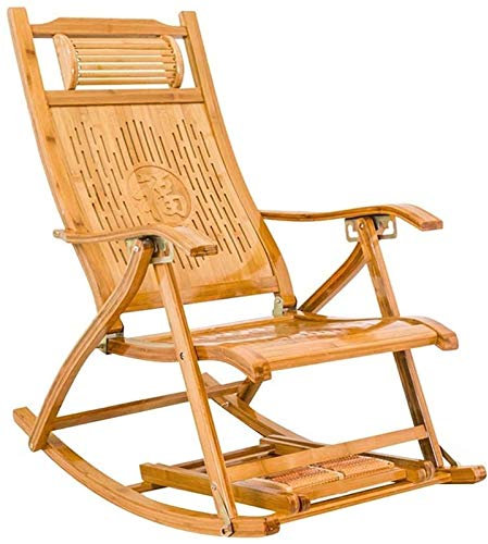 Leichter, zusammenklappbarer Freizeit-Schaukelstuhl, Garten, Zuhause, Bambus, breite Lamellen, Lounge-Stuhl, Mittagspause, Sessel, Sonnenliege Present