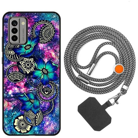 vingarshern Handyhülle Kompatibel mit Nokia G22 Hülle Silikon mit Aesthetic Muster,Stoßfest Schutzhülle mit Kordel,Weich Bumper Case mit Handykette/Umhängeban,Mandala