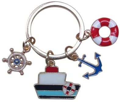 Schlüsselanhänger, Taschenschmuck mit Charms, aus vergoldetem Stahl., goldfarben, Medium