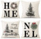 HuaMuDM Weihnachten Kissenbezug,4er Set Weihnachten Kissenbezüge,Leinen Dekorative Zierkissenbezüge,Weihnachtskissenbezug Deko für Sofa Couch Schlafzimmer Wohnzimmer