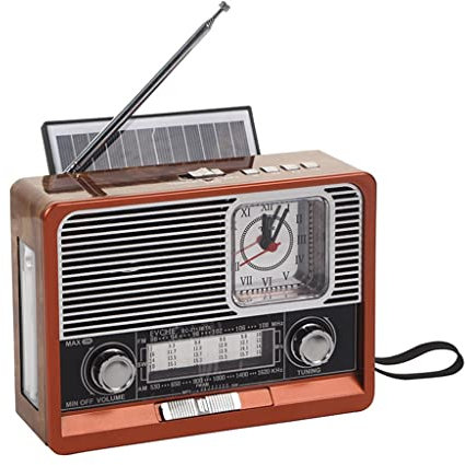 SilteD Portable Retro Radio FM/AM/SW1-6 Receiver BT Speaker Solar MP3 Music Player LED Light