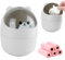 IBEQUEM Mini Trash Can, Cute Small Trash Can with Lid, Desktop Paper Bin with 5 Rolls of Bin Liners, Portable Tabletop Dustbin, Cartoon Rubbish Storage for Office Bedroom Desk Car Kitchen (Grey)
