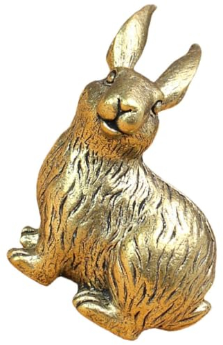 Alipis Goldene Hasenfiguren Aus Messing Kleine Osterhasenstatue Vintage-Osterdekoration Für Zuhause Frühlingsdekoration Feng-Shui-