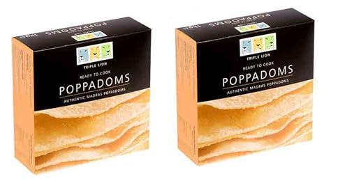 Triple Lion Ready To Cook Poppadoms 1kg x 2..Ideal to add to main meals. Resturant Quality.