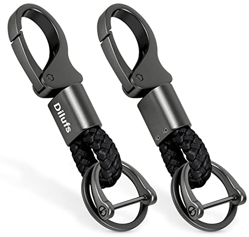 WardWolf D-Clip Karabiner Schlüsselanhänger aus Zinklegierung, Autoschlüsselanhänger mit Upgrade Anti-Verlust, Schlüsselbund mit 2 Ringen, Geschenk für Frau, Mann, Freunde,2Stk.