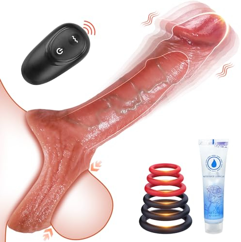 Elektrischer Penishülle Penisring Vibrator Sex Spielzeug für die Männer-Realistische Penishülle mit 10 Vibrationsmodi & Rutschfest Penisring,Penis Sleeve für Vergrößerung und Zeit Verlängern