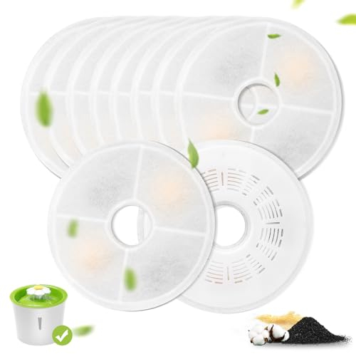 Filtre Fontaine pour Chat, 8 Filtres de Rechange pour Cat Water Fountain Filtre Fontaine pour Chat et Charbon Actif Résine échangeuse d'ions pour Chats et Chiens pour 3L Fleurs Fontaine pour Chat