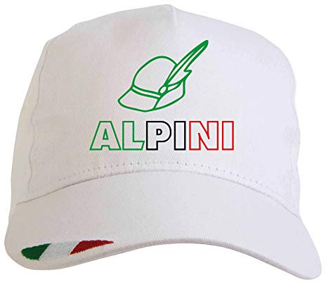 Weiße Alpen-Cap mit dreifarbigem Schriftzug und Mütze mit 5 Paneelen aus Polyester, Slogan - Replica, Weiß, One size
