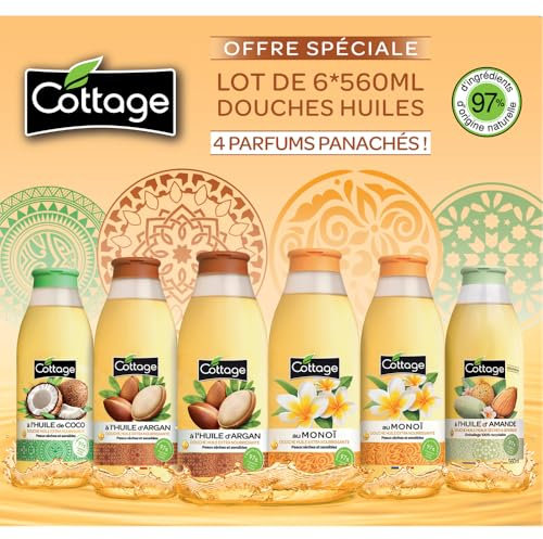 Cottage - OFFRE SPECIALE - Colis Panaché 6 Douches Huile Extra Nourrissantes 560ml - 97% d'ingrédients d'Origine Naturelle - Fabriqué en France