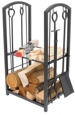 Purzen Bois de Chauffage Log Rack Store Stockage Stand Tall Steel Black Inside Outside Ce Support de Journal Subtil est adapté à Tout intérieur - Montage Rapide et Facile
