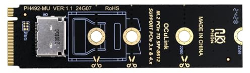 Xiwai PCI-E4.0 2280 mm M.2 M-Key auf Oculink SFF-8612 SFF-8611 Konverter Vertikaler Host-Adapter für NVME U.2 SSD eGPU