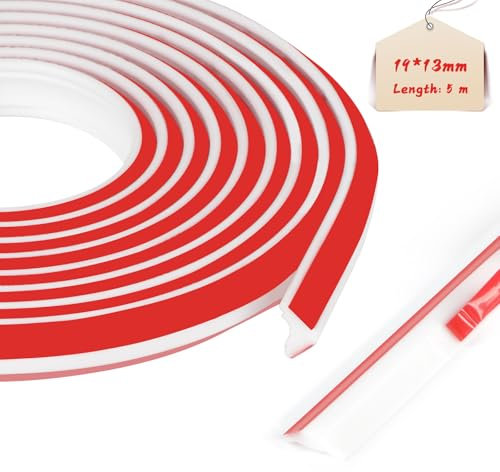 LALAGO Modanatura Autoadesiva Flessibile, Striscia di Bordatura per Pareti Angolari, Strisce di Calaftaggio, Rifiniture a 1 Quarto di Tondo Decorazione Bordo e Angolo Piastrelle (5M,19x13mm,Bianco)