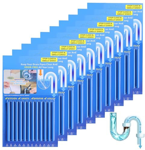 Saijer Abflussreiniger Sticks,120 Stück Enzymreiniger Rohrreiniger WC Reiniger Rohrreinigungsstab Abfluss Rohrreinigung Effizient Löst Verstopfungen für Badewanne Pipeline Küche Spülbecken (Blau)