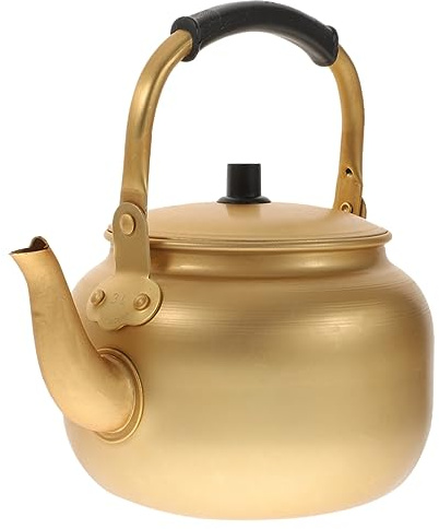 SECFOU Vintage Wasserkocher aus Aluminium Makgeolli- Tragbarer Wasserkocher chinesische wasserkocher Wasser kochender Topf Wassertopf Herdkessel Wasserkessel Golden